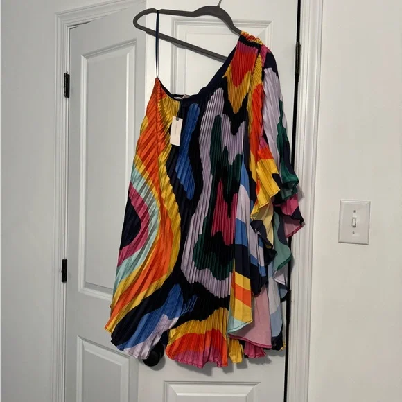 Anthropologie Colorful Wave One-Shoulder Jumpsuit - Picture 6 of 7